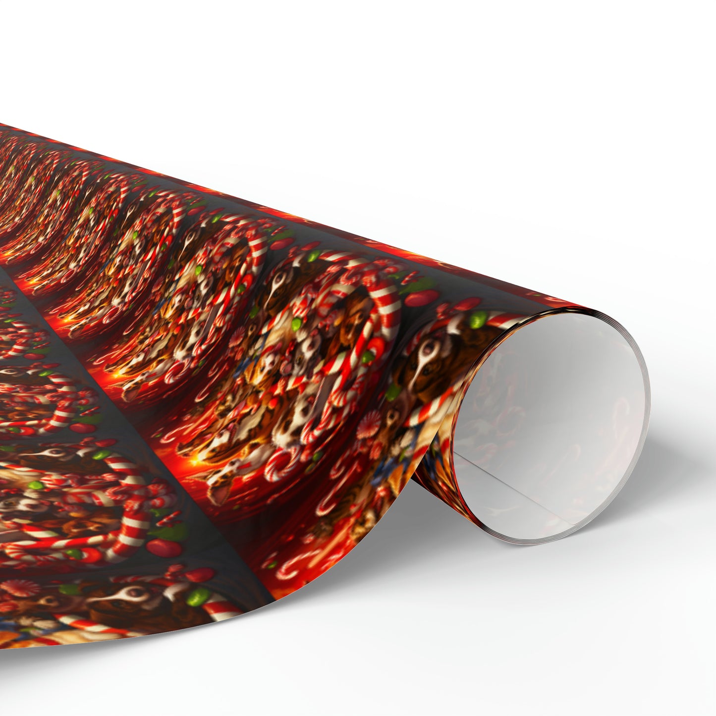 Puppy Candy Cane Wrapping Papers