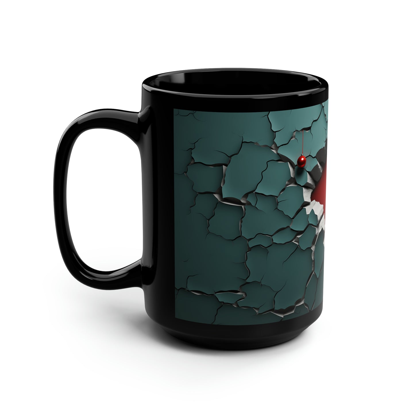 3D Christmas Tree Black Mug, 15oz