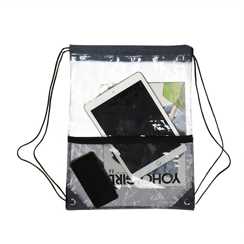 1pc Clear Drawstring Bags PVC Portable Waterproof Backpack Travel Gym Sport Beach String Bag For Men