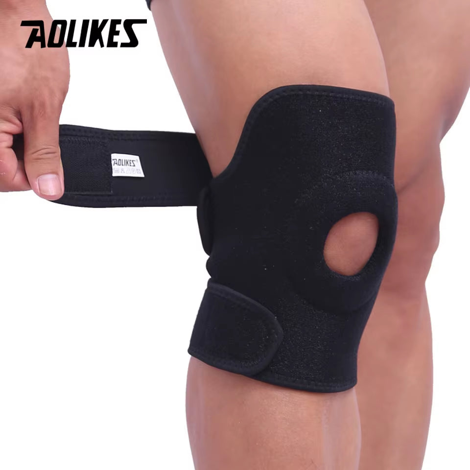 Adjustable Patella Knee Support Brace with Open-Kneecap Stabilizer — Compression Sleeve for Running, Gym, and Everyday Joint Support