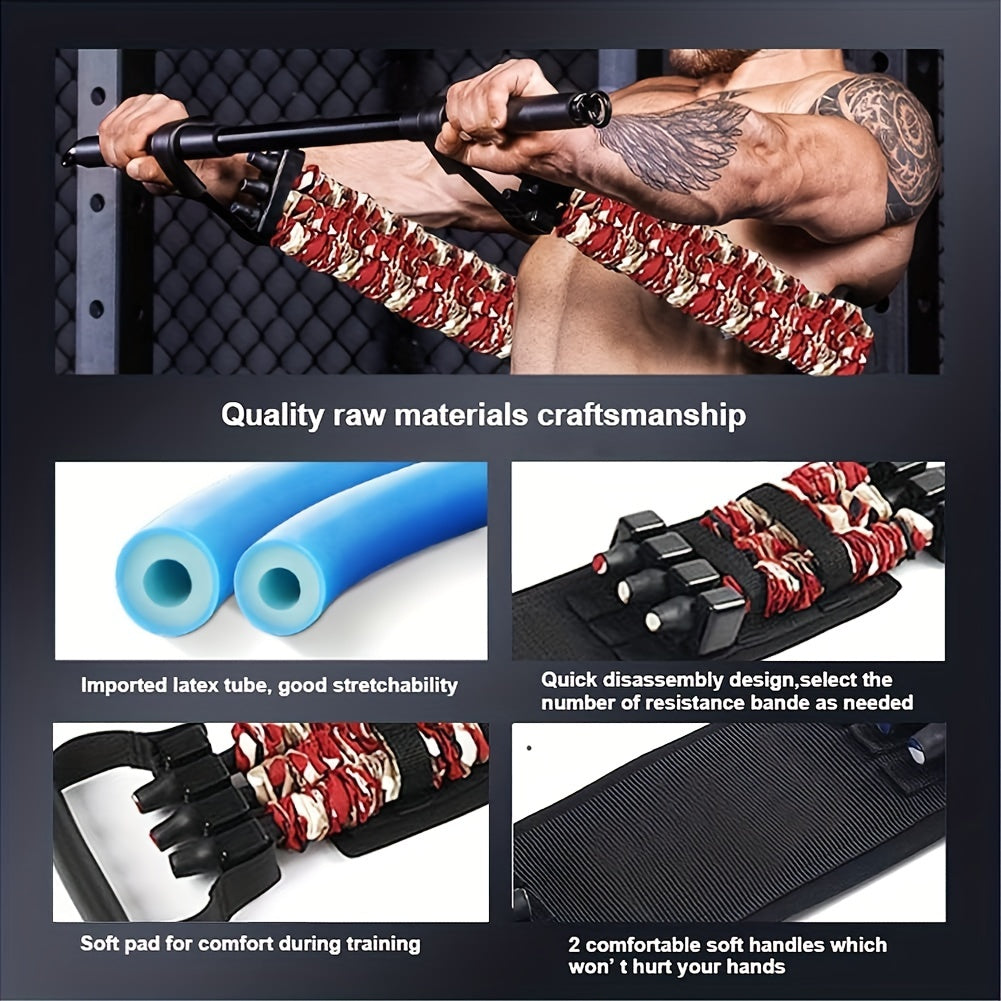 Portable Bench Press, Adjustable Push Up Resistance Bands, Chest Builder Workout Equipment, Arm Expander Resistance Training for Home Workout, Gym, Fitness, Travel Training - Patented Product