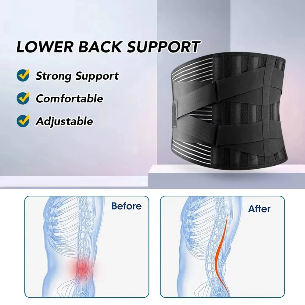 Adjustable Lower Back Support Brace — Breathable Waist Compression for Heavy Lifting, Sciatica Comfort, and Everyday Posture Support