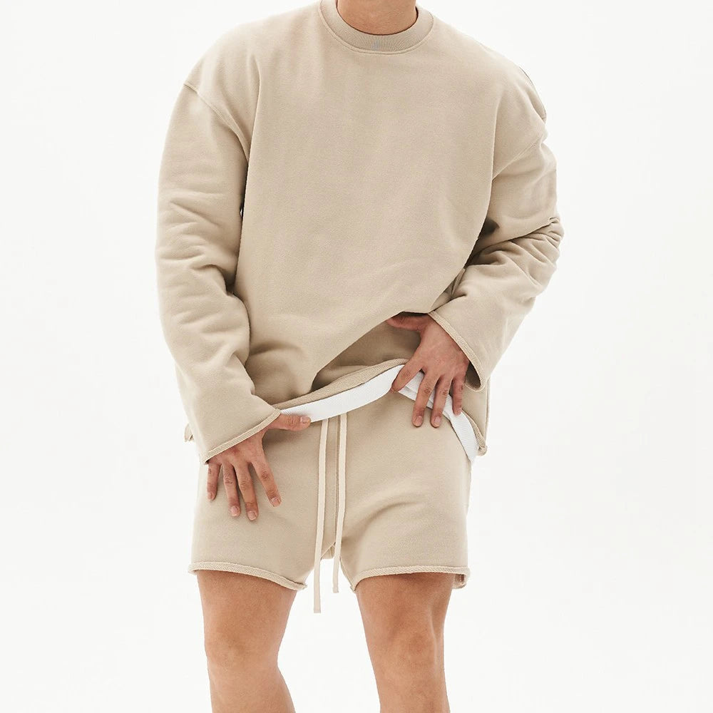 Mens Training Sports Suits Gym Fitness Kits Sportswear Hoodie Pullover Hooded Shorts Jogging Sets Cotton Running Tracksuits
