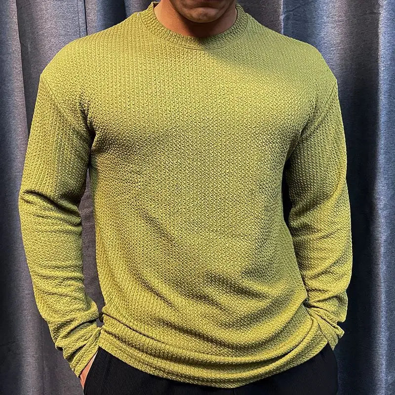 New Muscle Fitness Clothes Men's Trendy Casual Sports Long-sleeved Top Breathable Running Training Pullover Base Shirt