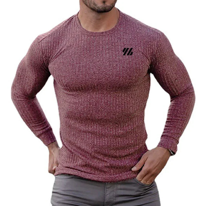 Mens Fitness Running TShirt Sport Knitwear Breathable Quick Dry Shirt Elastic Long Sleeve Tops Gym Bodybuilding Workout Clothing