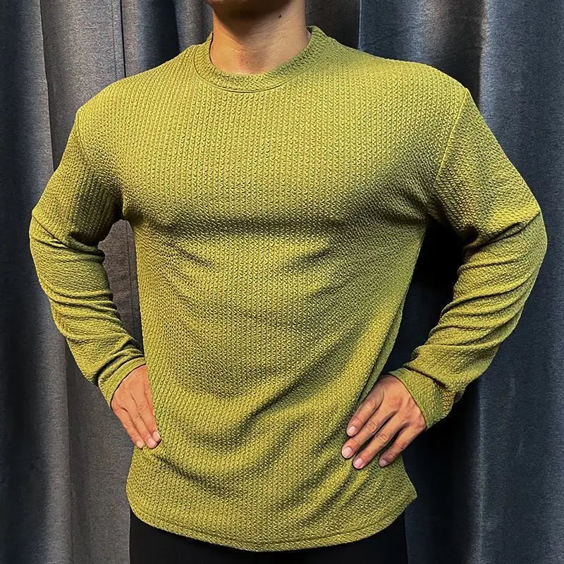 New Muscle Fitness Clothes Men's Trendy Casual Sports Long-sleeved Top Breathable Running Training Pullover Base Shirt