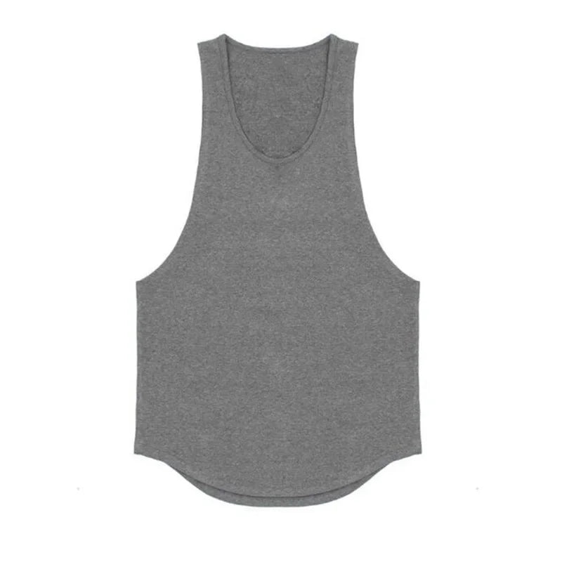Mens Running Sport Solid Color Muscle Tank Tops Cotton Breathable Gym Sleeveless T-Shirt Fitness Training Undershirt