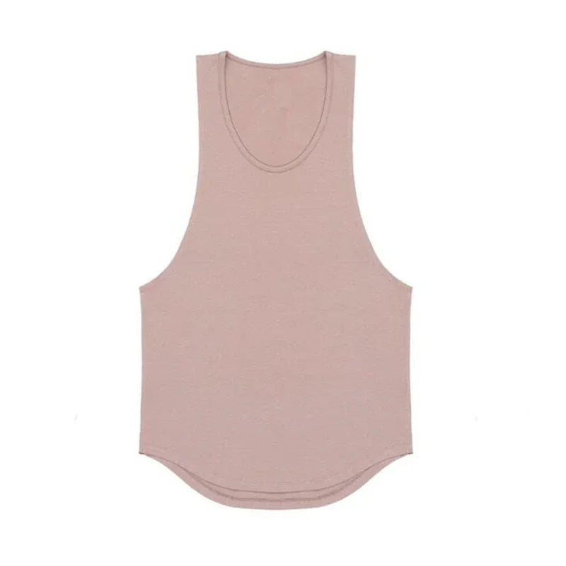 Mens Running Sport Solid Color Muscle Tank Tops Cotton Breathable Gym Sleeveless T-Shirt Fitness Training Undershirt