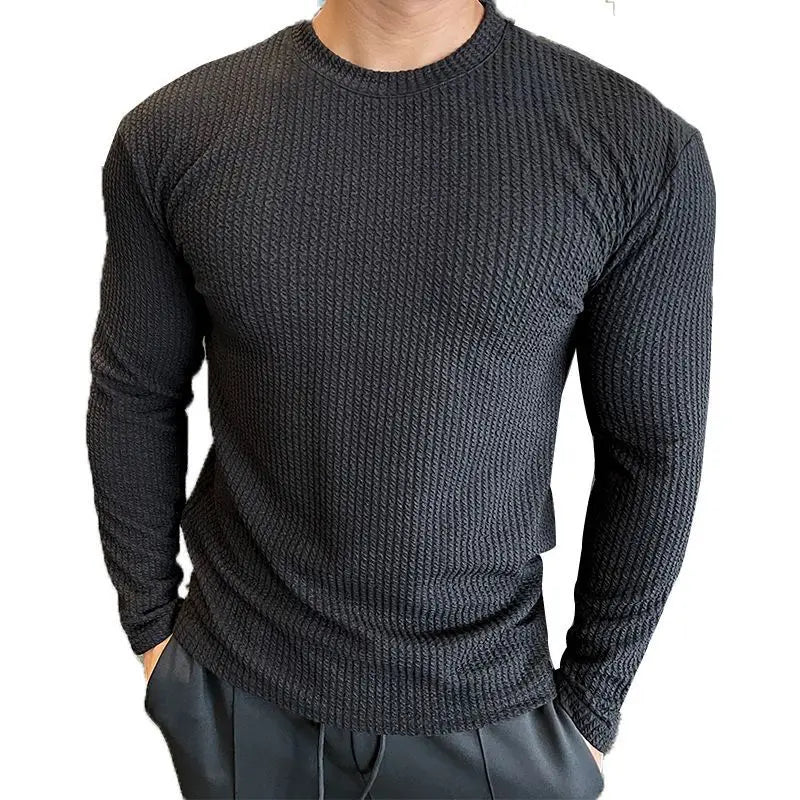 New Muscle Fitness Clothes Men's Trendy Casual Sports Long-sleeved Top Breathable Running Training Pullover Base Shirt