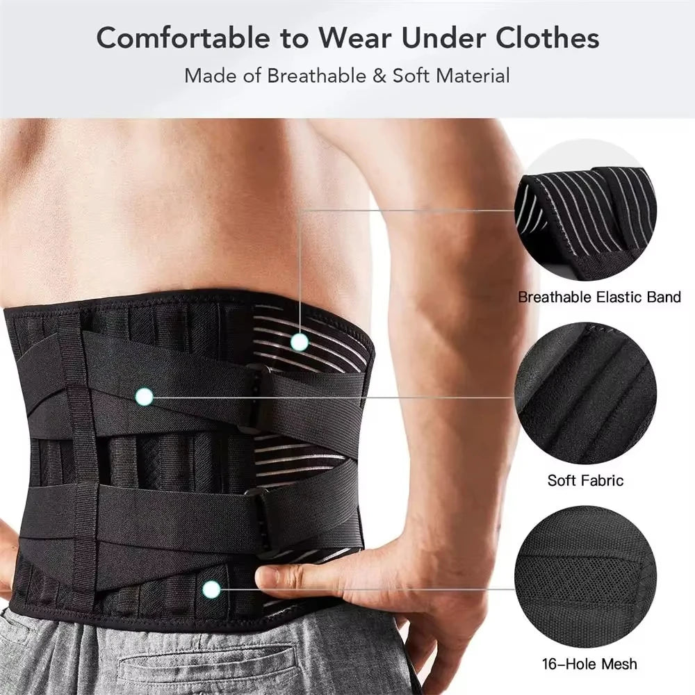Adjustable Lower Back Support Brace — Breathable Waist Compression for Heavy Lifting, Sciatica Comfort, and Everyday Posture Support