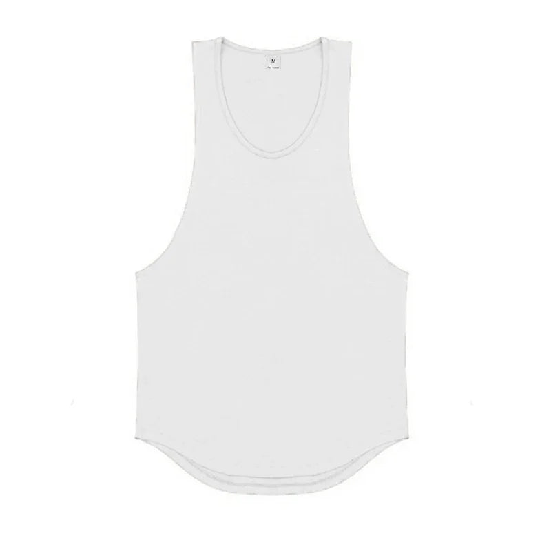 Mens Running Sport Solid Color Muscle Tank Tops Cotton Breathable Gym Sleeveless T-Shirt Fitness Training Undershirt