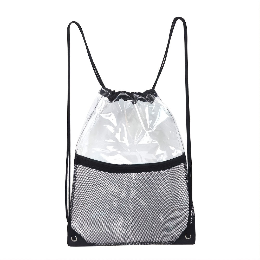 1pc Clear Drawstring Bags PVC Portable Waterproof Backpack Travel Gym Sport Beach String Bag For Men