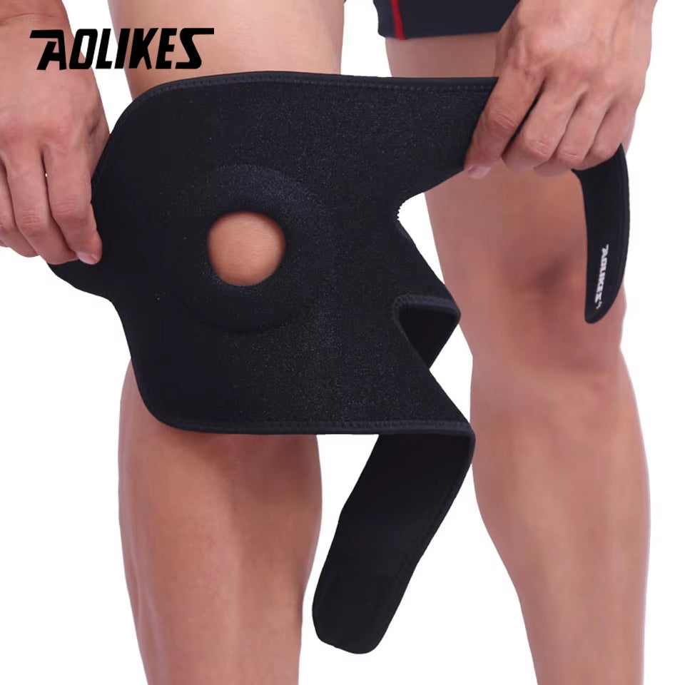 Adjustable Patella Knee Support Brace with Open-Kneecap Stabilizer — Compression Sleeve for Running, Gym, and Everyday Joint Support