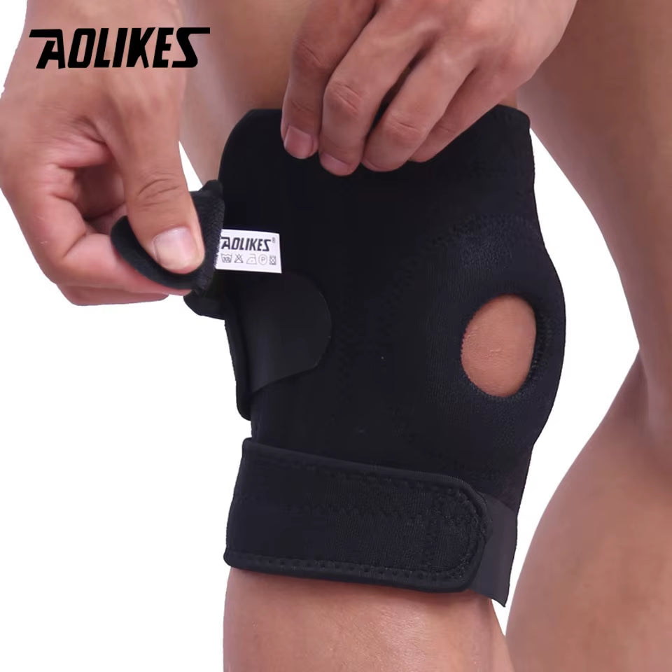 Adjustable Patella Knee Support Brace with Open-Kneecap Stabilizer — Compression Sleeve for Running, Gym, and Everyday Joint Support