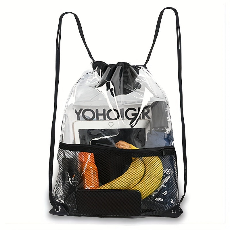 1pc Clear Drawstring Bags PVC Portable Waterproof Backpack Travel Gym Sport Beach String Bag For Men