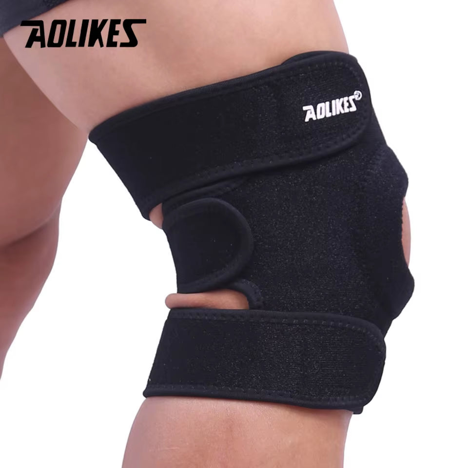 Adjustable Patella Knee Support Brace with Open-Kneecap Stabilizer — Compression Sleeve for Running, Gym, and Everyday Joint Support