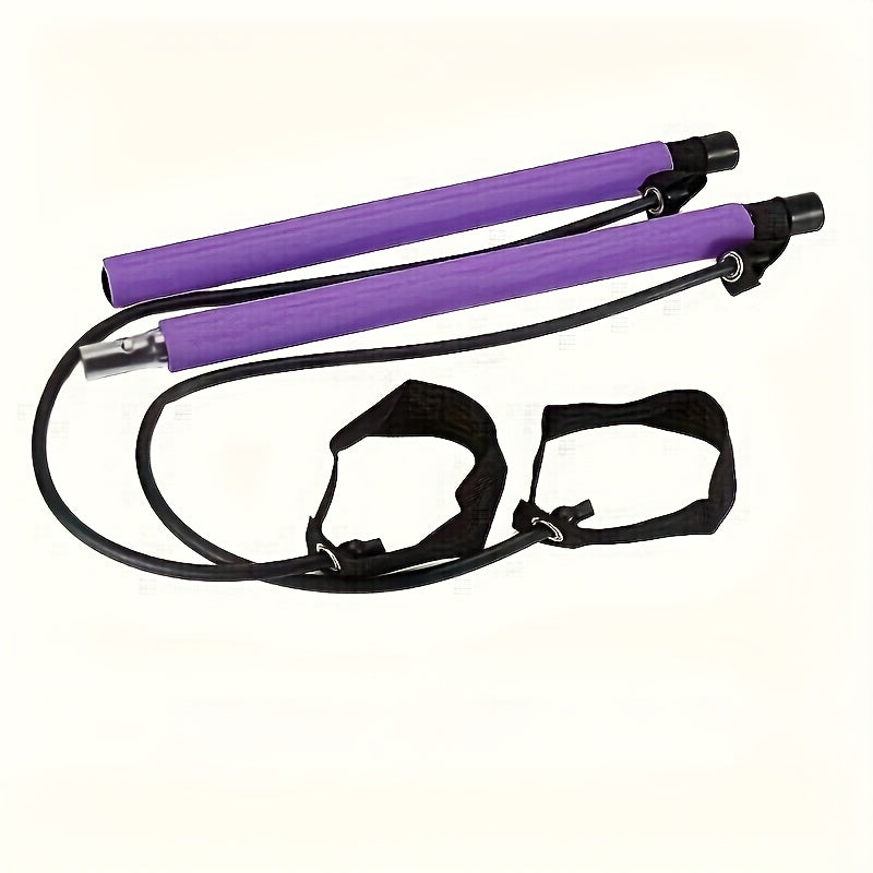 Stainless Steel 1pc Lingpeng Pilates Bar Kit - Colorful Resistance Bands for Home Gym, Yoga, Squats & Full Body Shaping - Lightweight, Easy to Assemble & Carry, Gym Accessories for Men & Women