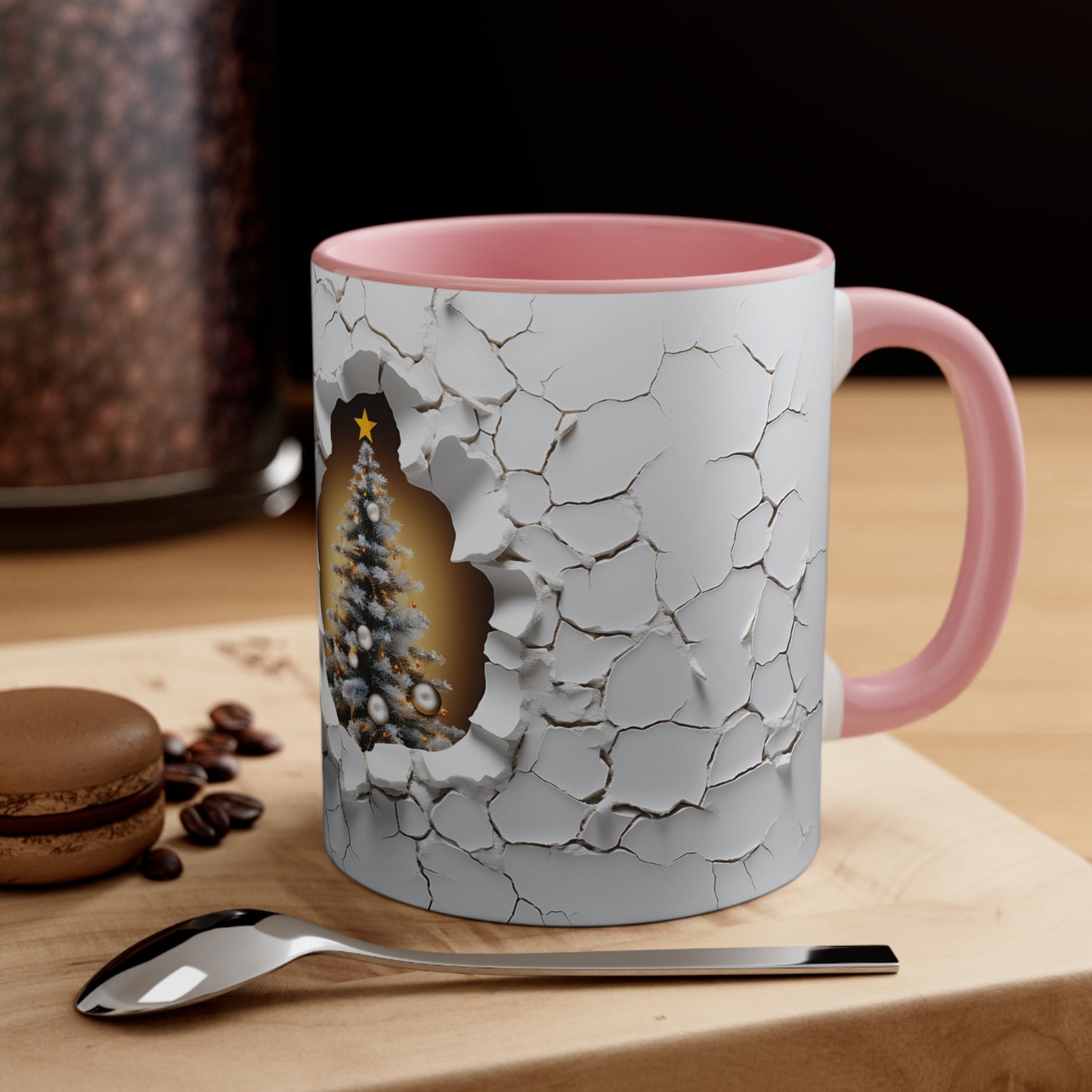 3d Christmas Tree Accent Coffee Mug, 11oz