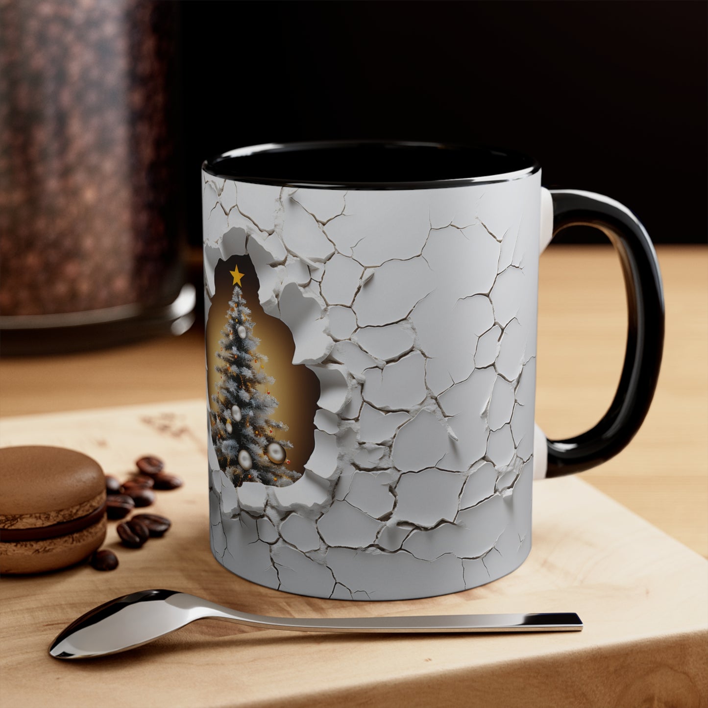 3d Christmas Tree Accent Coffee Mug, 11oz