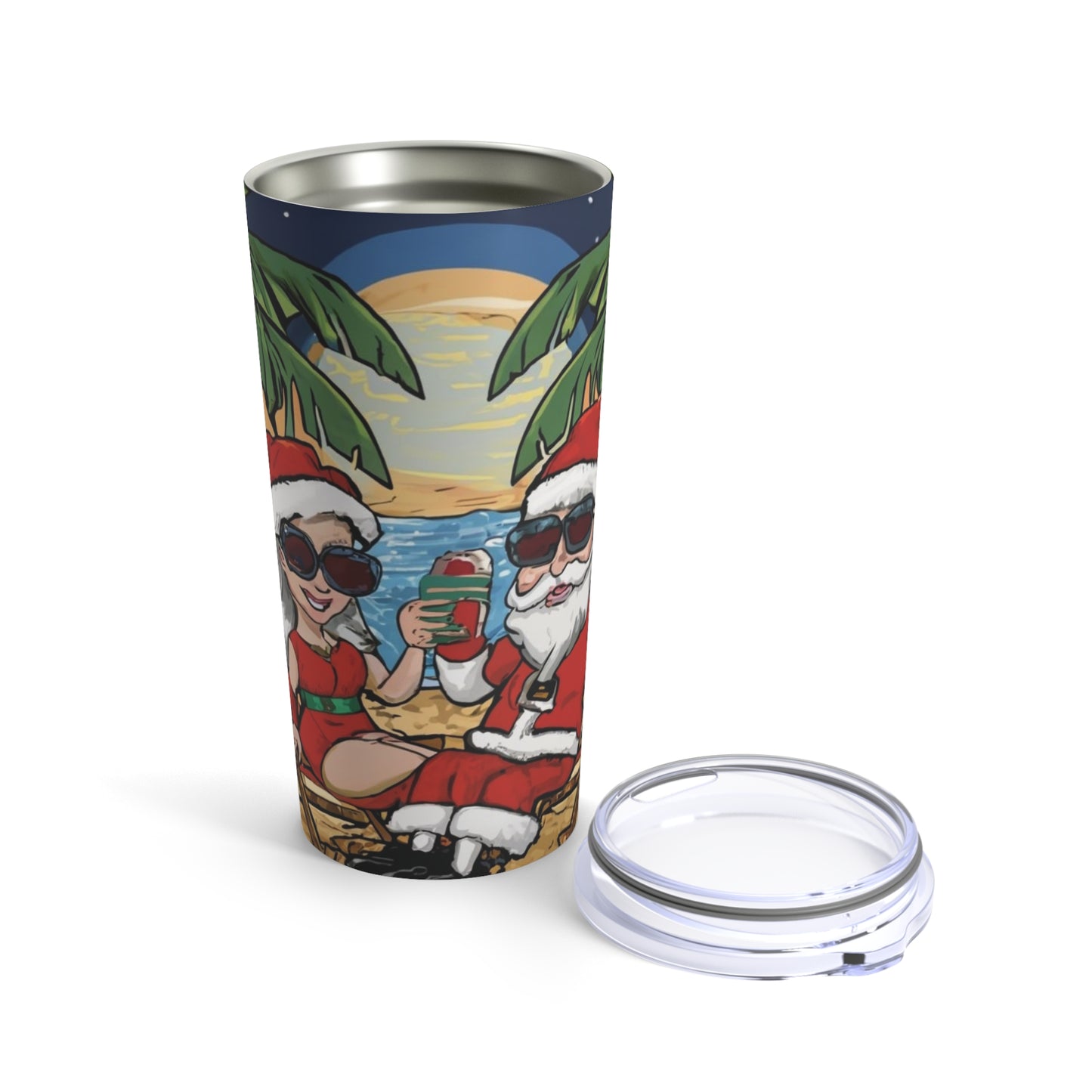 Couple Christmas in the Tropics Tumbler 20oz