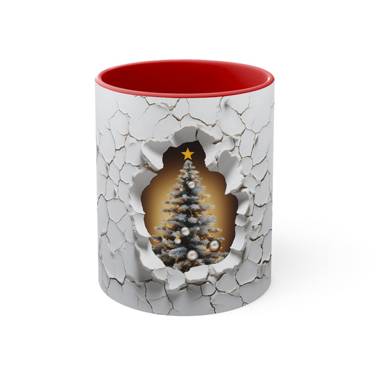 3d Christmas Tree Accent Coffee Mug, 11oz