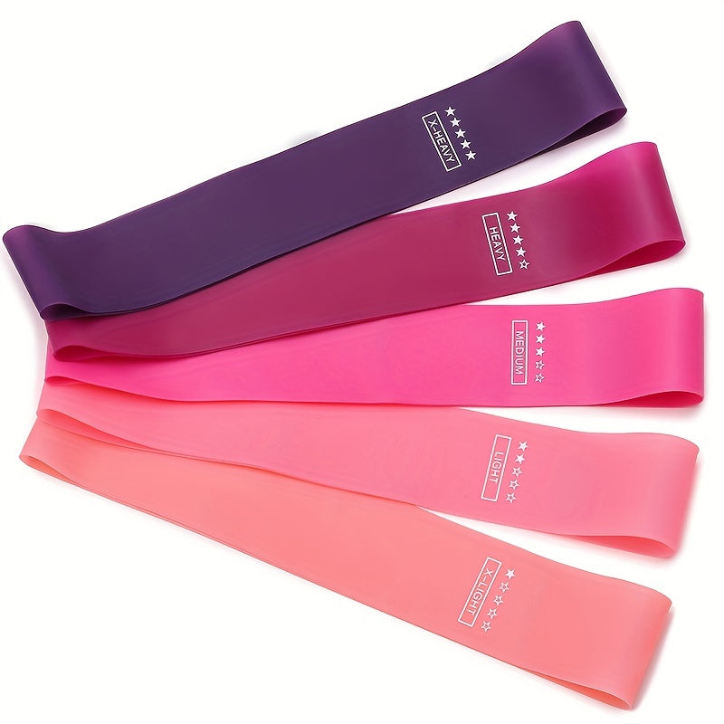 [Resistance Bands] 5pcs/set Portable Purple-Haired Gradient Fitness Resistance Bands - Elastic Strength Training Equipment for Yoga, Gym, Pilates | Light Tension, Stackable Design, Mixed Colors, Women's Weightlifting, Yoga Ba