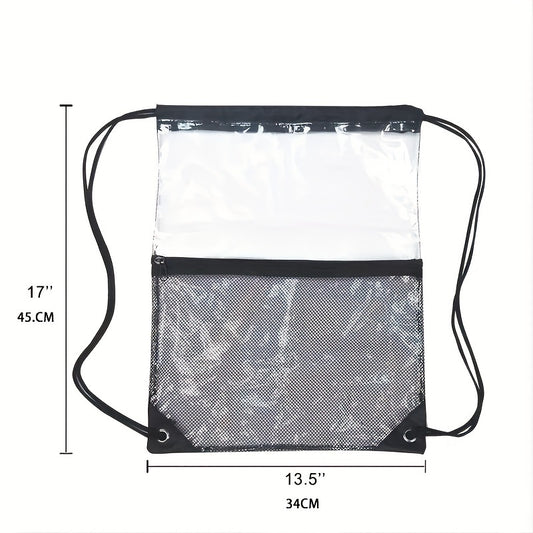 1pc Clear Drawstring Bags PVC Portable Waterproof Backpack Travel Gym Sport Beach String Bag For Men