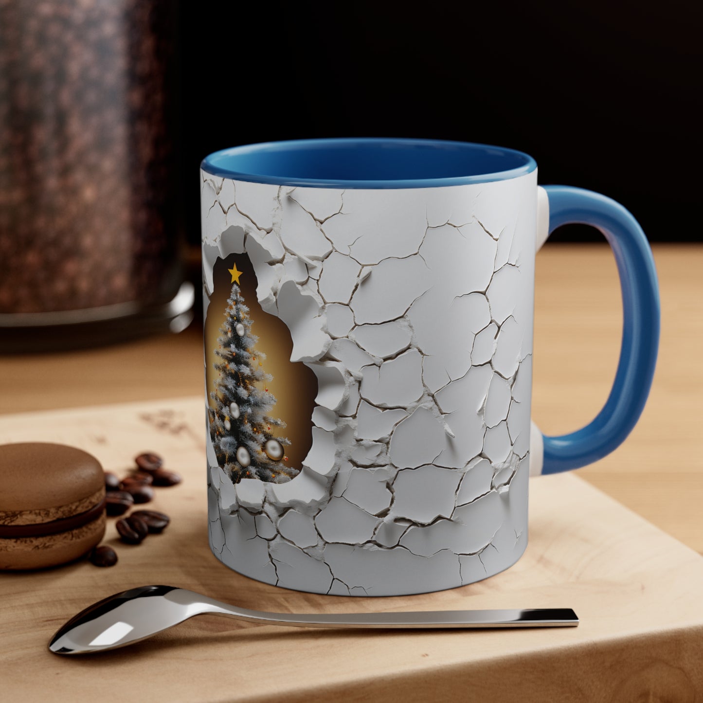 3d Christmas Tree Accent Coffee Mug, 11oz