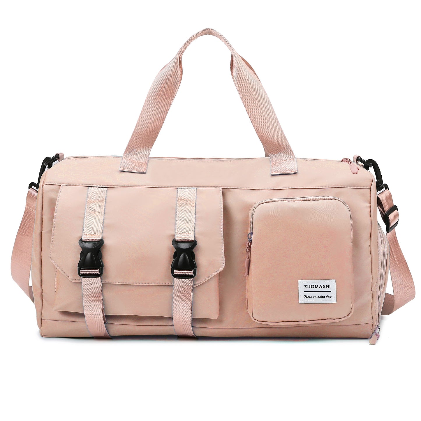 Eonothem High Quality Large Capacity Travel Duffle Bag - Adjustable Shoulder Strap, Multiple Pockets, Polyester Sports Gym Weekender Bag for Women in Bright Pink/Peacock Green/Peach/Light Grey/Light Blue//Blue/Black, Fitness