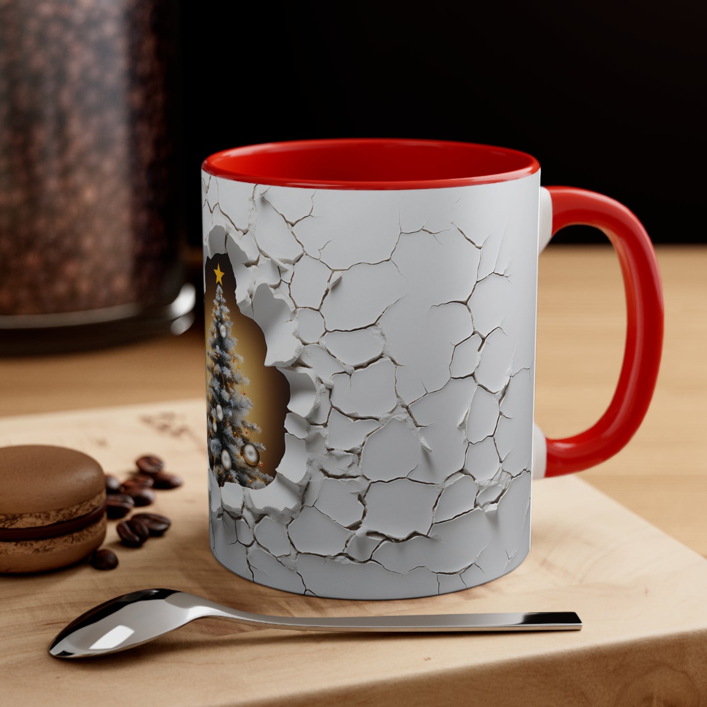 3d Christmas Tree Accent Coffee Mug, 11oz