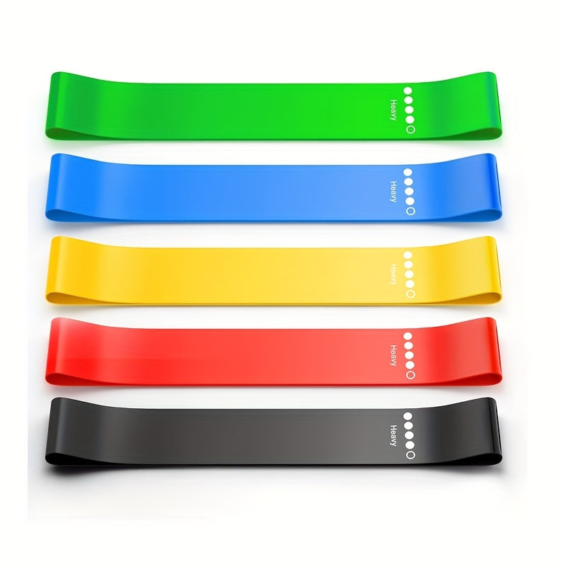 [Resistance Bands] 5pcs/set Portable Purple-Haired Gradient Fitness Resistance Bands - Elastic Strength Training Equipment for Yoga, Gym, Pilates | Light Tension, Stackable Design, Mixed Colors, Women's Weightlifting, Yoga Ba
