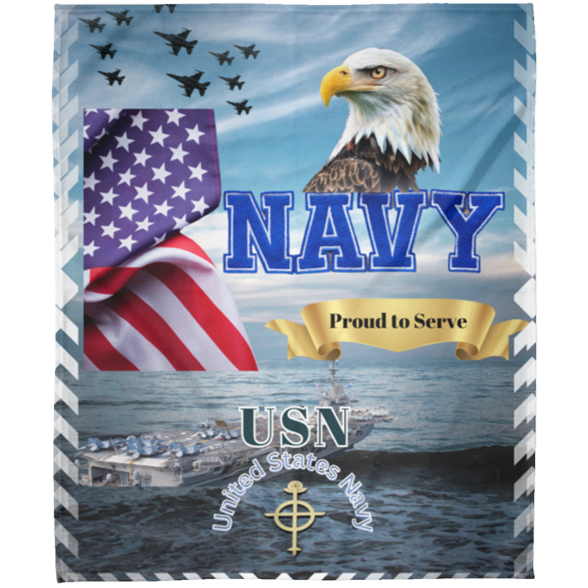 U.S. Navy American Pride Military Gift Blanket| Memorial Day Veteran 50 x 60