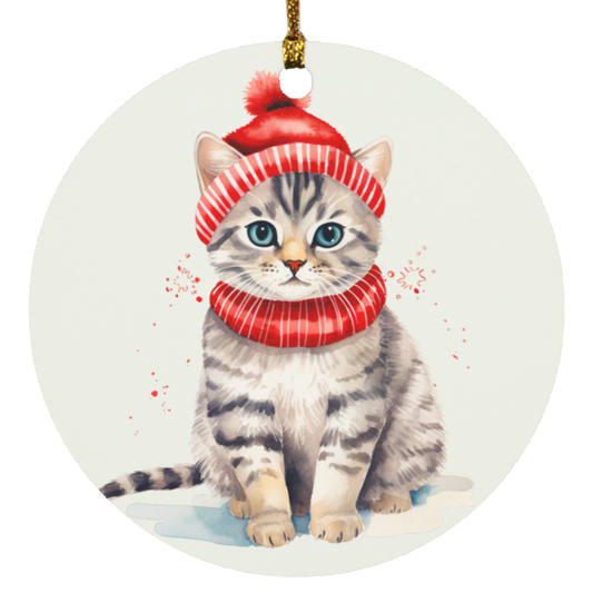 Cat Christmas Circle Ornament