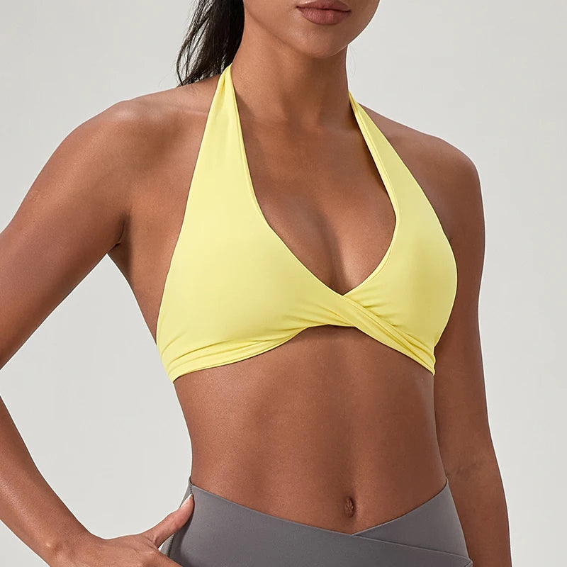 Sports Yoga Bra for Women Halter Neck with Stylish Back Design Sexy Gym Bra for Running Fitness Sports Bras