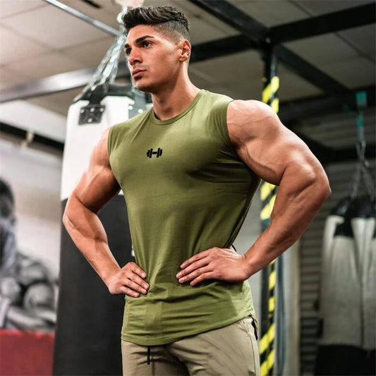 Mens Running Sport Vests Cotton Workout Sleeveless Summer Shirts Gym Bodybuilding Tank Tops Fitness Muscle Breathable Clothing