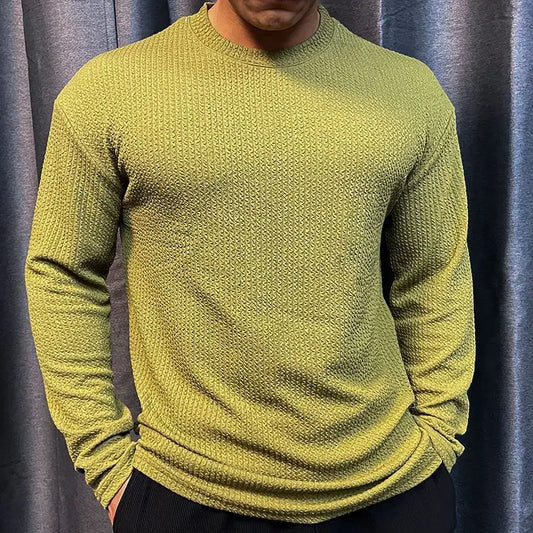 New Muscle Fitness Clothes Men's Trendy Casual Sports Long-sleeved Top Breathable Running Training Pullover Base Shirt
