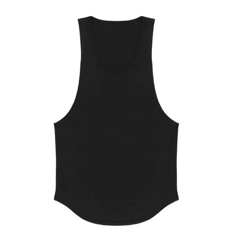 Mens Running Sport Solid Color Muscle Tank Tops Cotton Breathable Gym Sleeveless T-Shirt Fitness Training Undershirt