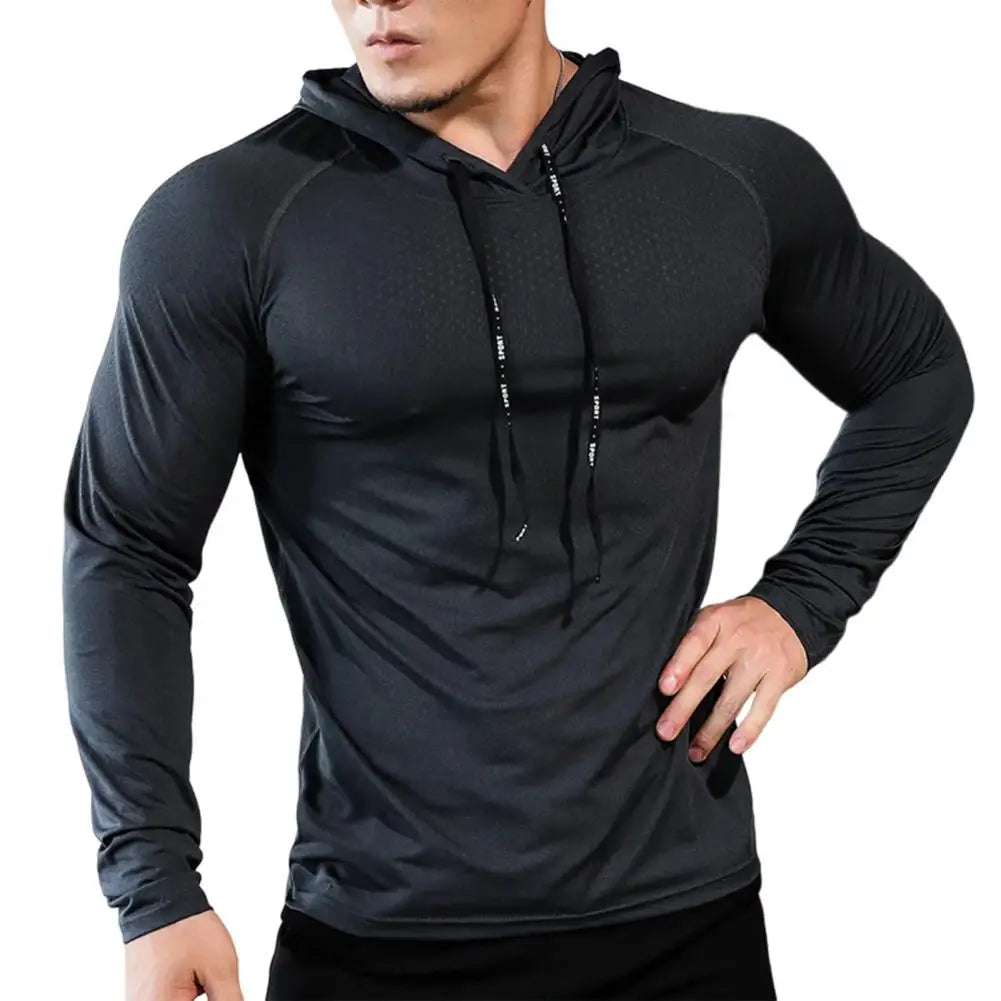 Mens Fitness Tracksuit Running Sport Hoodie Gym Joggers Hooded Outdoor Workout Shirts Tops Clothing Muscle Training Sweatshirt