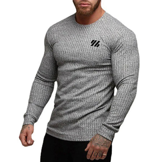 Mens Fitness Running TShirt Sport Knitwear Breathable Quick Dry Shirt Elastic Long Sleeve Tops Gym Bodybuilding Workout Clothing