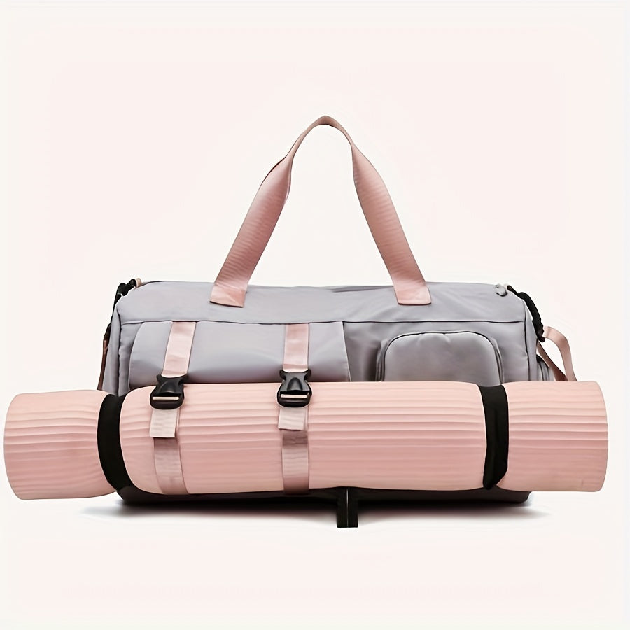 Eonothem High Quality Large Capacity Travel Duffle Bag - Adjustable Shoulder Strap, Multiple Pockets, Polyester Sports Gym Weekender Bag for Women in Bright Pink/Peacock Green/Peach/Light Grey/Light Blue//Blue/Black, Fitness