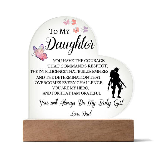 TO MY DAUGHTER PRINTED HEART ACRYLIC PLAQUE