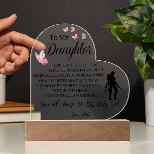 TO MY DAUGHTER PRINTED HEART ACRYLIC PLAQUE