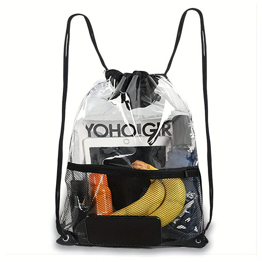 1pc Clear Drawstring Bags PVC Portable Waterproof Backpack Travel Gym Sport Beach String Bag For Men