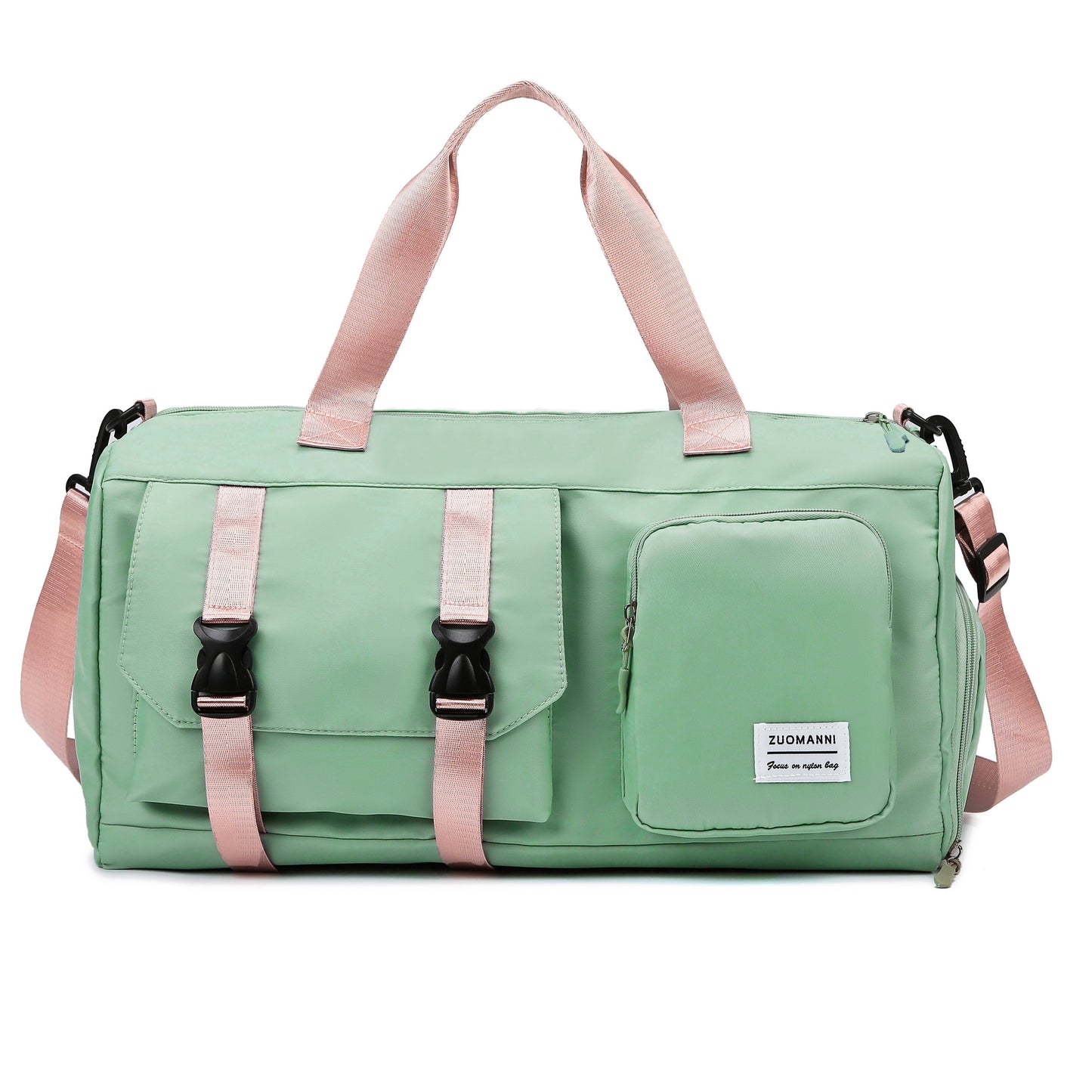 Eonothem High Quality Large Capacity Travel Duffle Bag - Adjustable Shoulder Strap, Multiple Pockets, Polyester Sports Gym Weekender Bag for Women in Bright Pink/Peacock Green/Peach/Light Grey/Light Blue//Blue/Black, Fitness