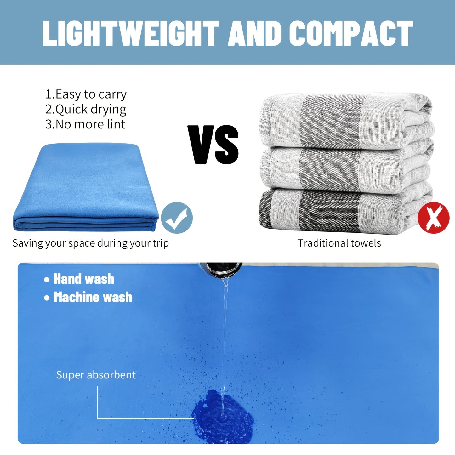 Quick Drying Absorbent 1pc Mutao Microfiber Towel - With Mesh Bag For Camping, Gym Yoga, Backpacking, Hiking